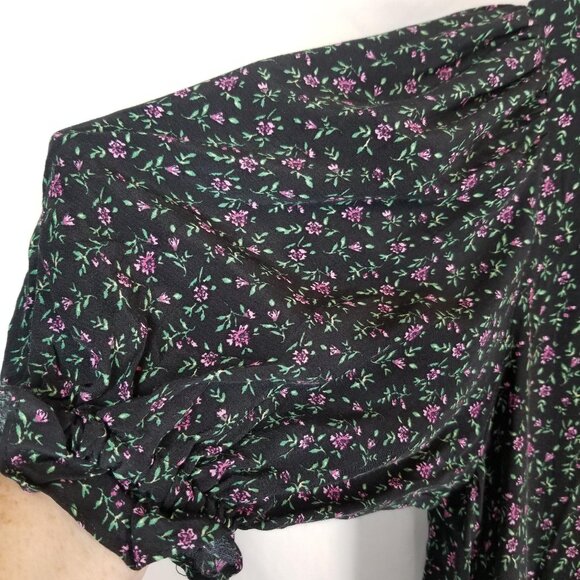 Zara Dress Womens M The Lisa‎ Floral Short Sleeve High Neck Swing Trapeze Black - Picture 12 of 13